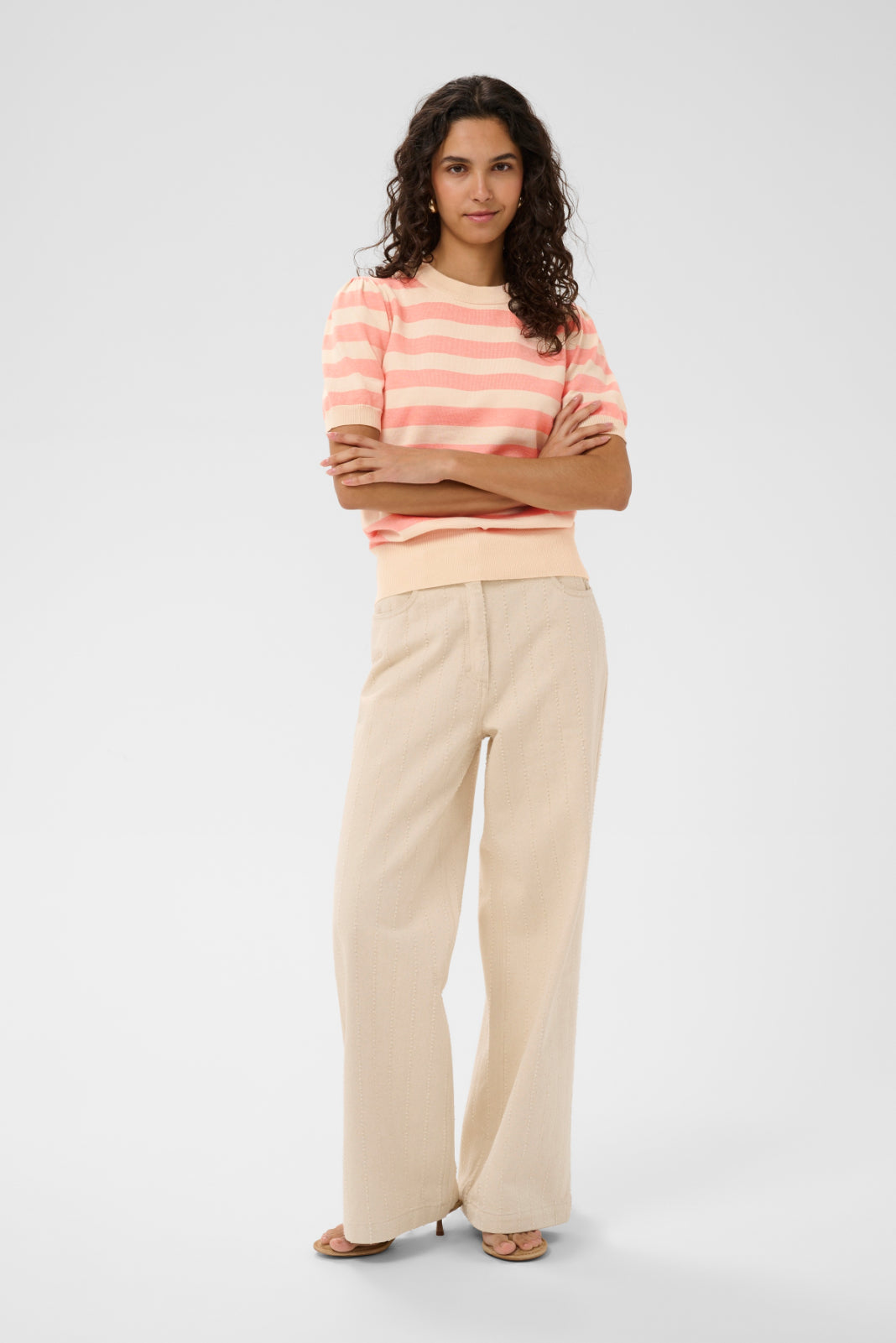 Saint Tropez Mila Block Stripe Short Sleeve Knit - Blooming Ivory