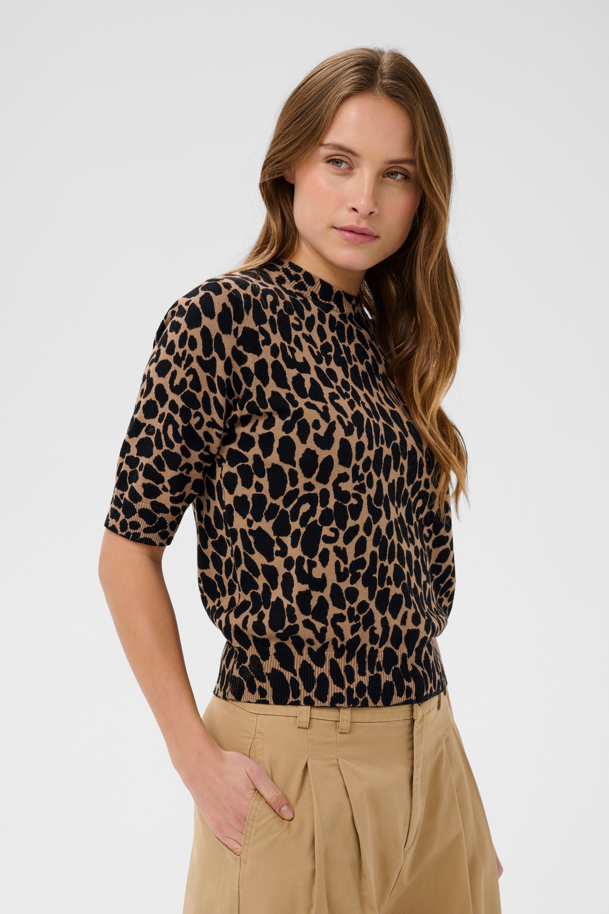 Paloma Short Sleeve Pullover – Tiger's Eye Spotty Leopard