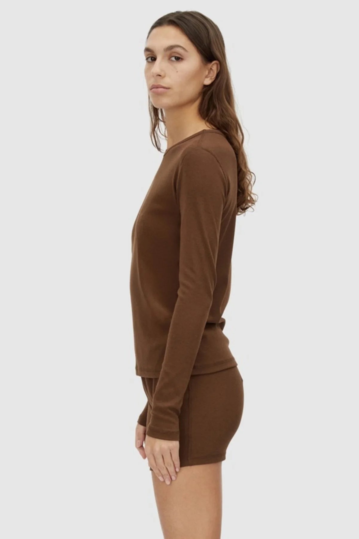 Amara Long Sleeve Tee - Chocolate