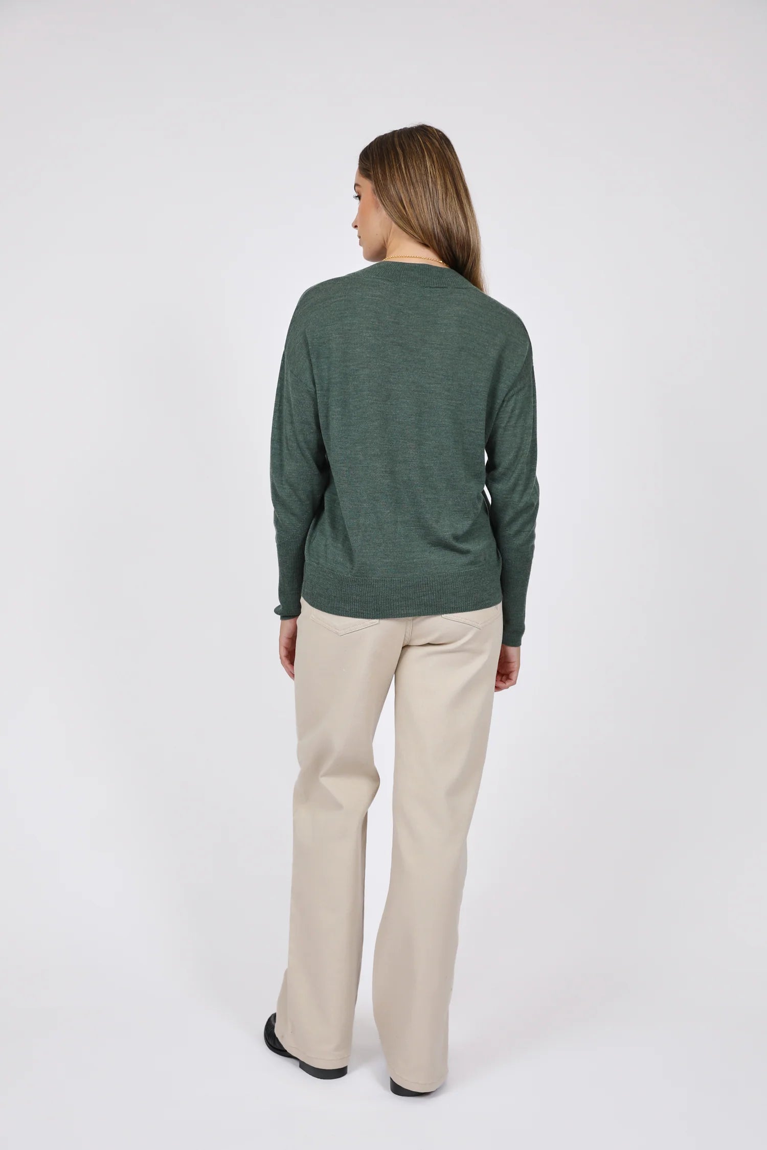 Alto Merino Wide V Neck - Forest