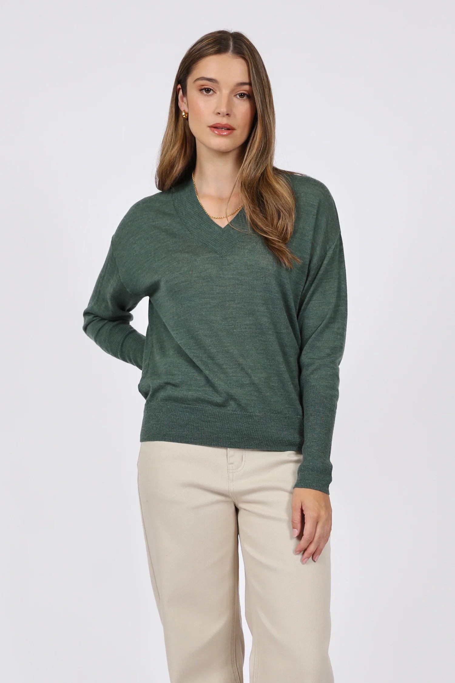 Alto Merino Wide V Neck - Forest