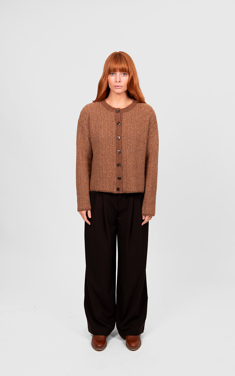 Links Stripe Cardi - Cognac