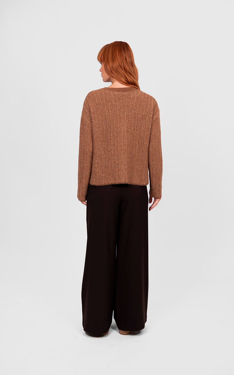 Links Stripe Cardi - Cognac