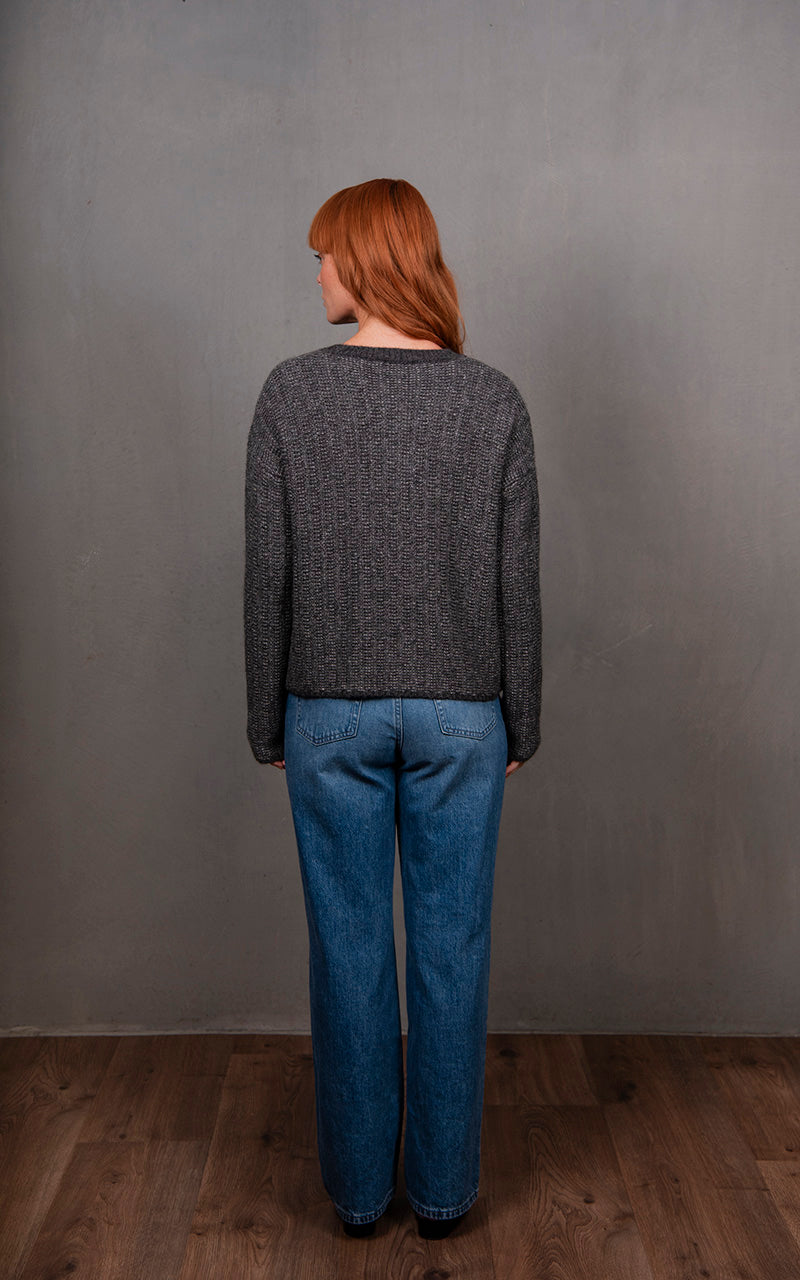 Links Stripe Cardi - Mid Grey