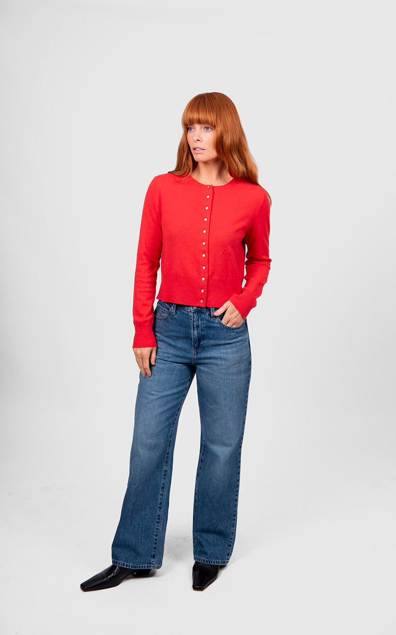 Marnie Cropped Cardigan - Cayenne
