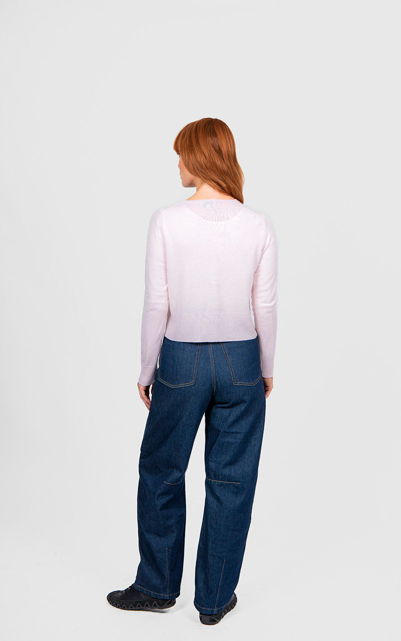 Marnie Cropped Cardigan - Pale Pink