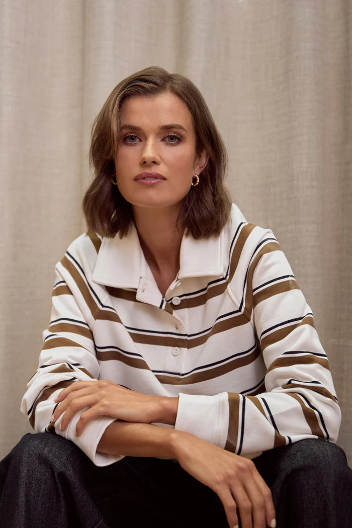 Compass Polo Jersey - Ink/ Java Stripe