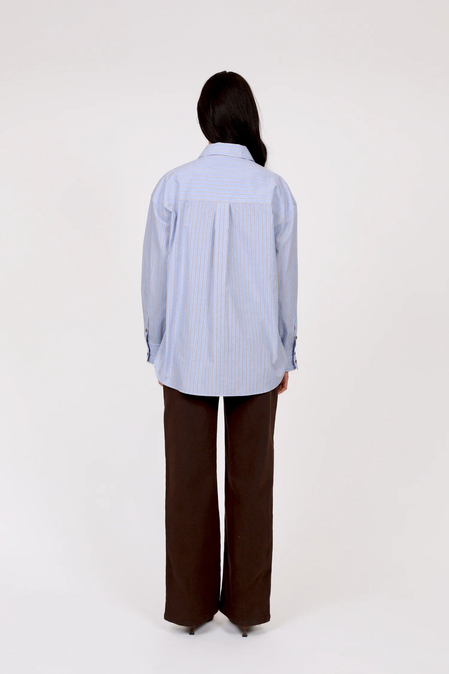 Marlow Benton Boyfriend Shirt - Blue Stripe