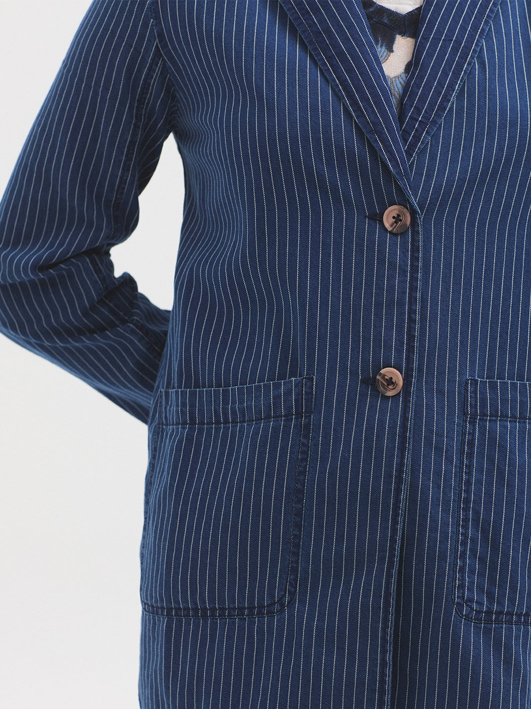 Striped Denim Blazer