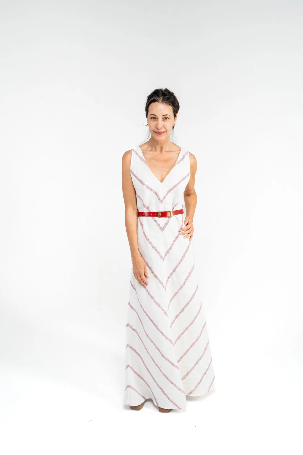 Carlson Chevron Dress - Ruby Stripe