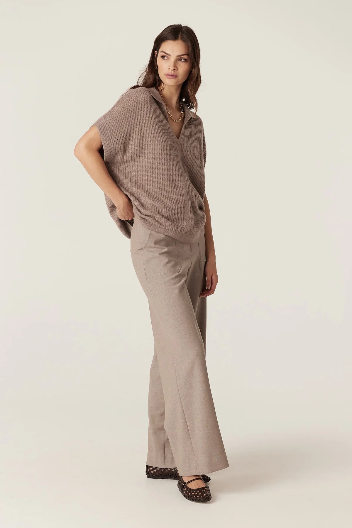 Cashwool Waffle Top - Mocha