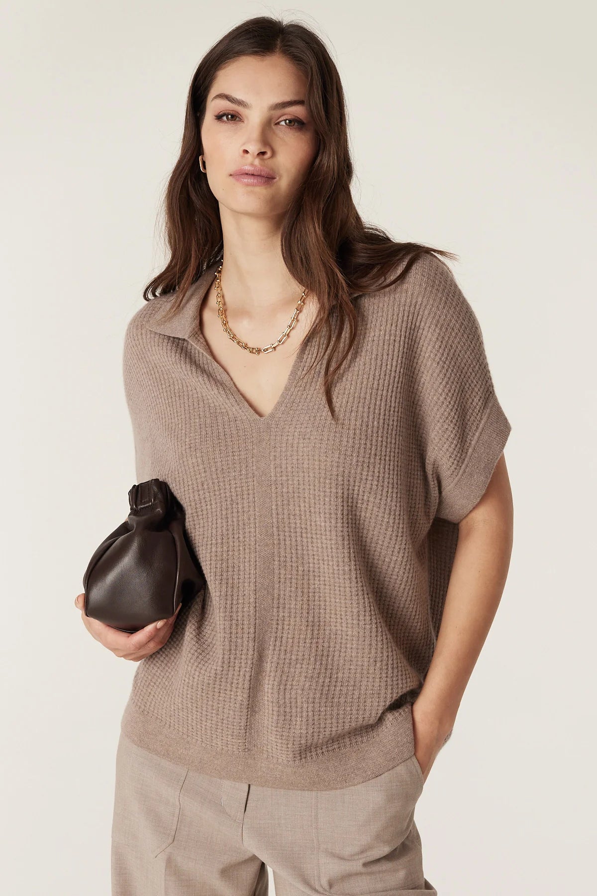 Cashwool Waffle Top - Mocha