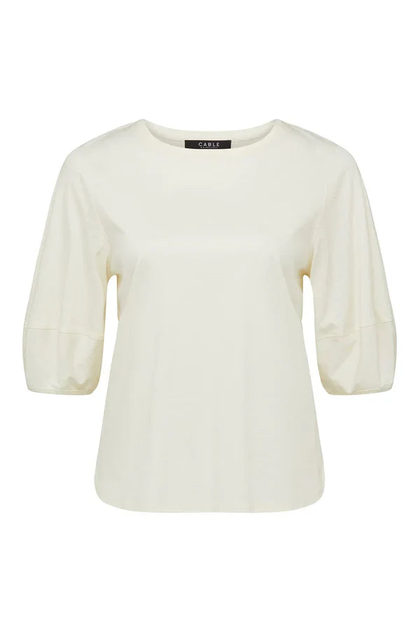 Pima Lantern Sleeve Top - Cream