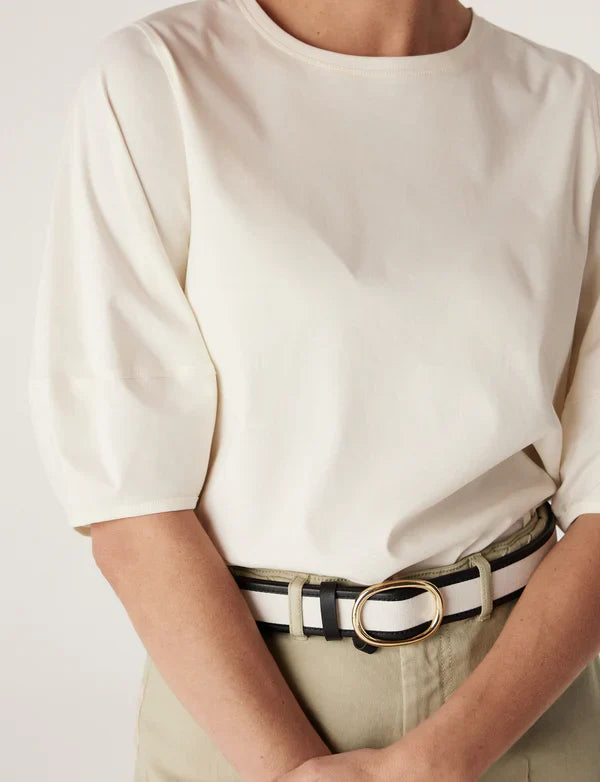 Pima Lantern Sleeve Top - Cream
