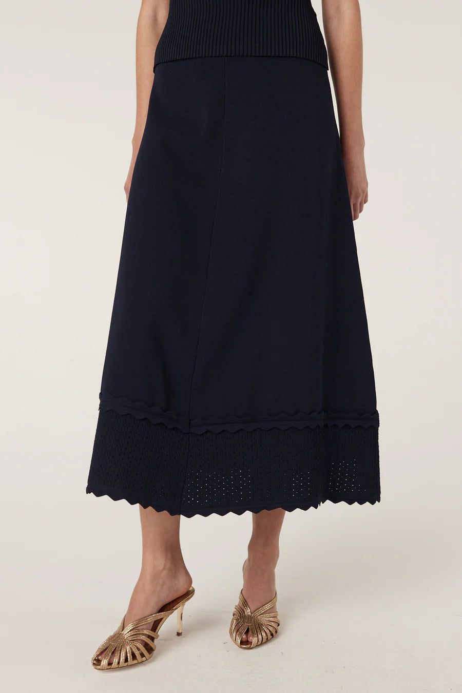 Villa Knit Crepe Skirt - Navy