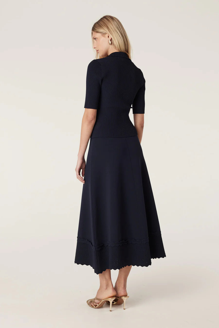 Villa Knit Crepe Skirt - Navy