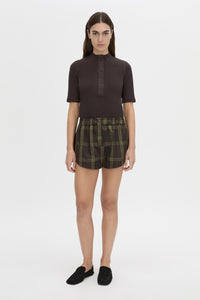Camilla and Marc Aubrey Elbow Sleeve Rib Top - Hickory