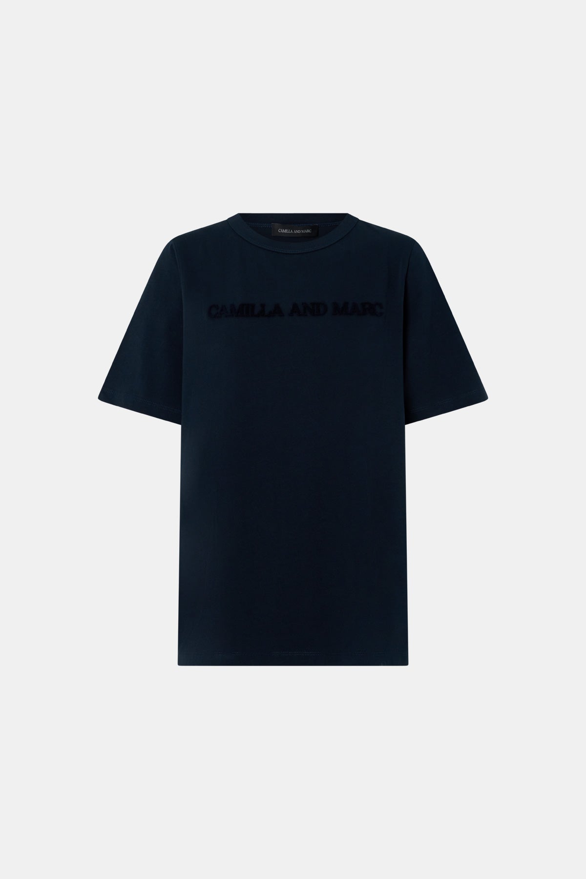 CAMILLA AND MARC Tia Flocking Logo Tee Deep Ink