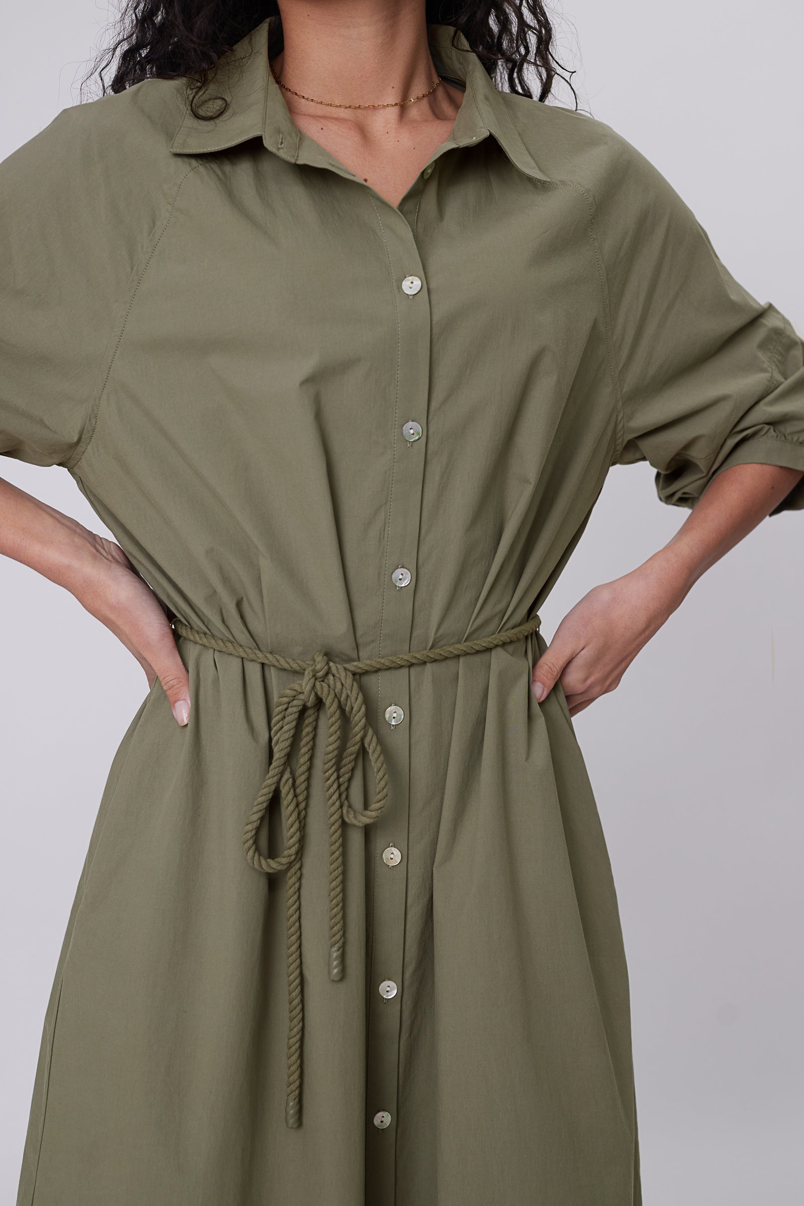 Cascade Shirt Dress - Laurel