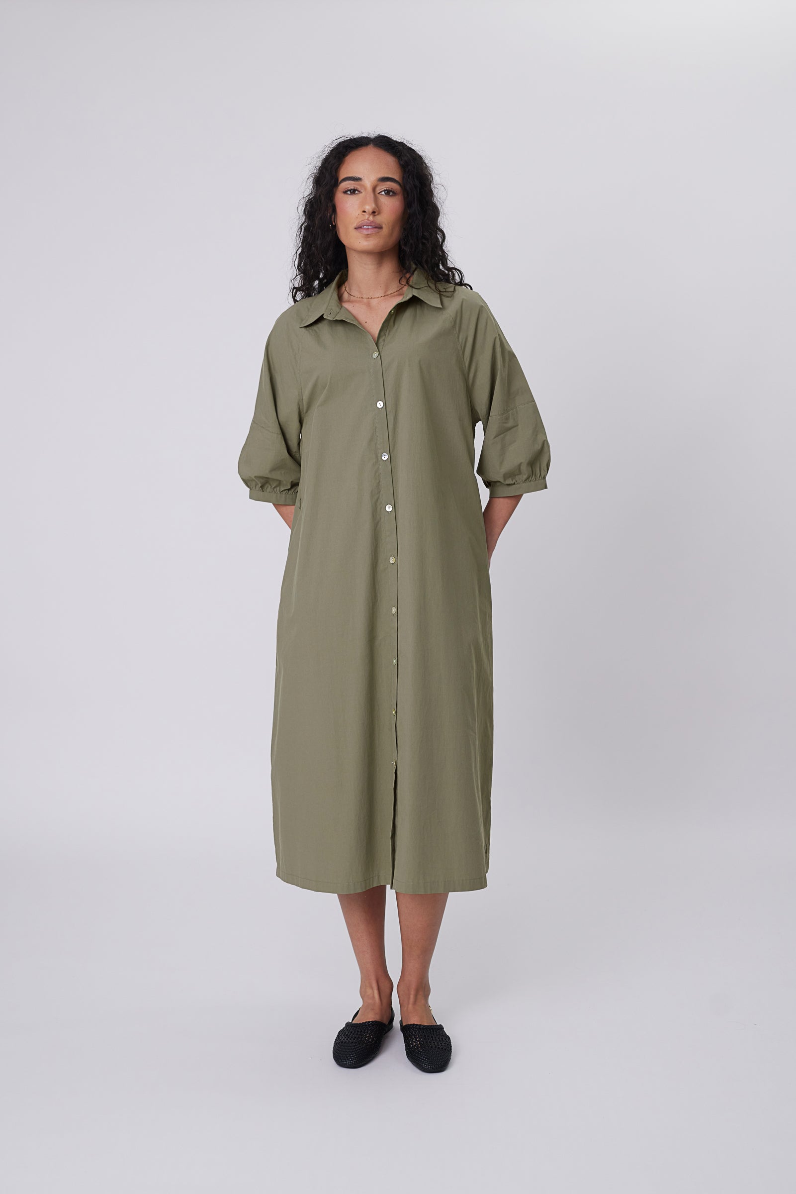 Cascade Shirt Dress - Laurel