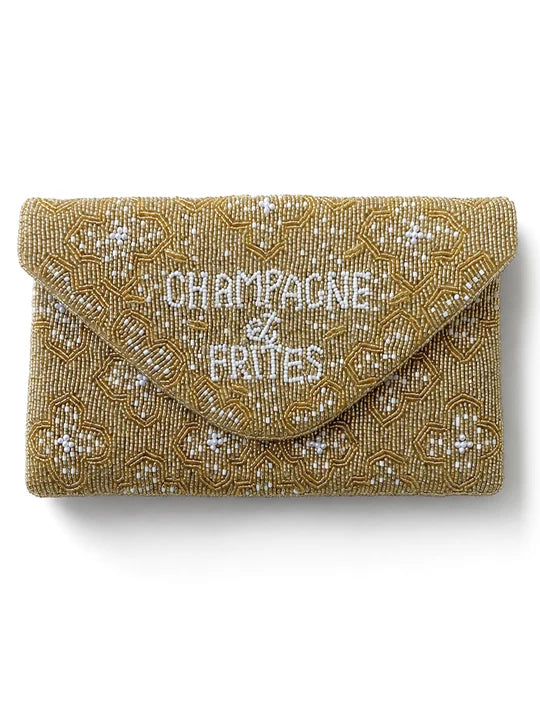 Dark Hampton Champagne et Frites Beaded Bag