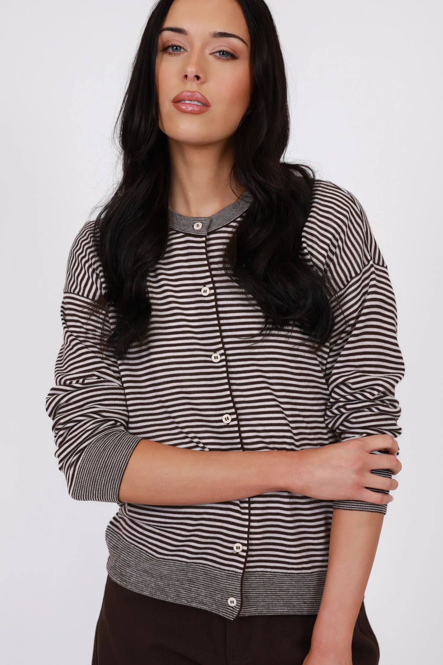Marlow Collage Merino Cardigan - Java Stripe