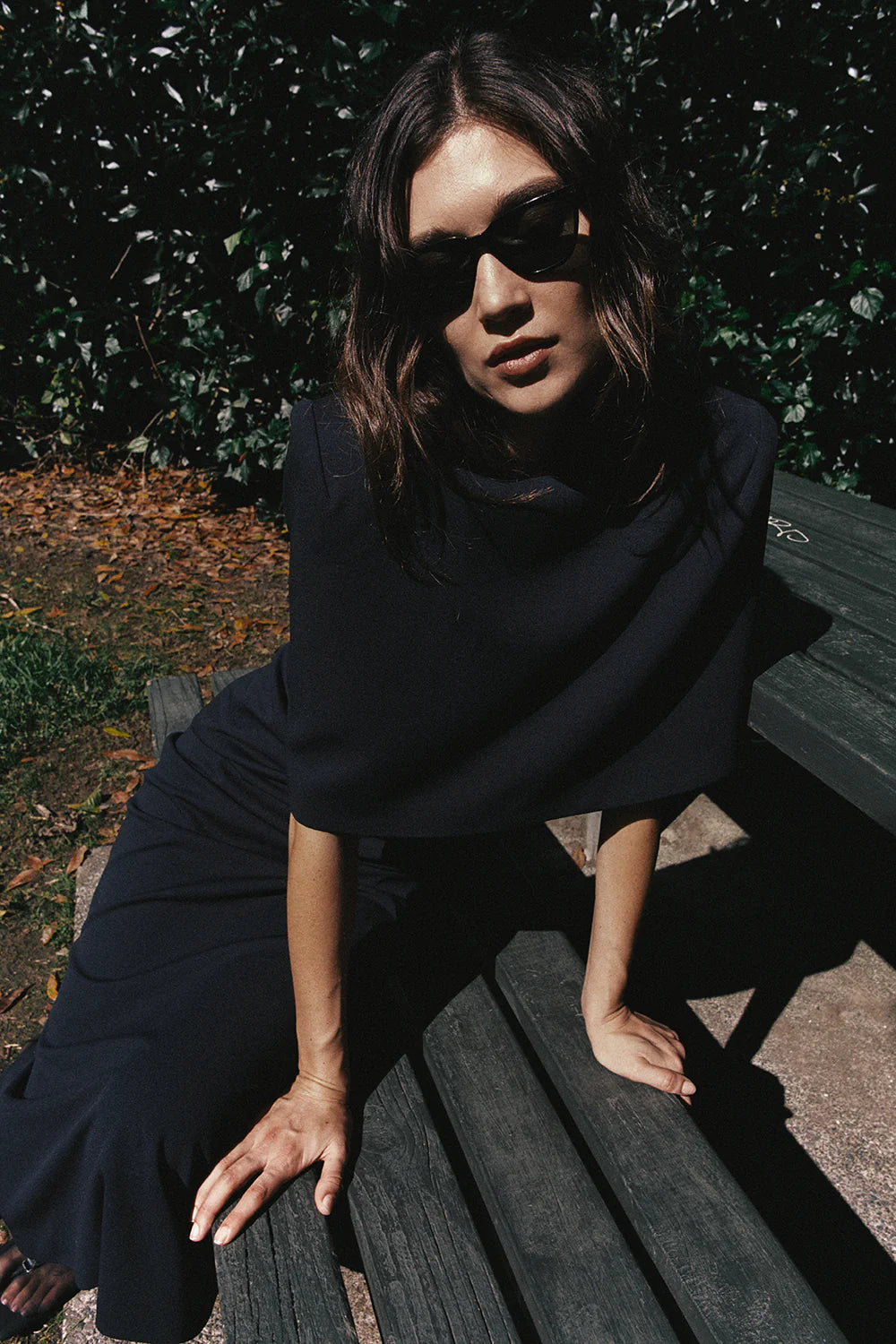 Column Cape Dress - Black