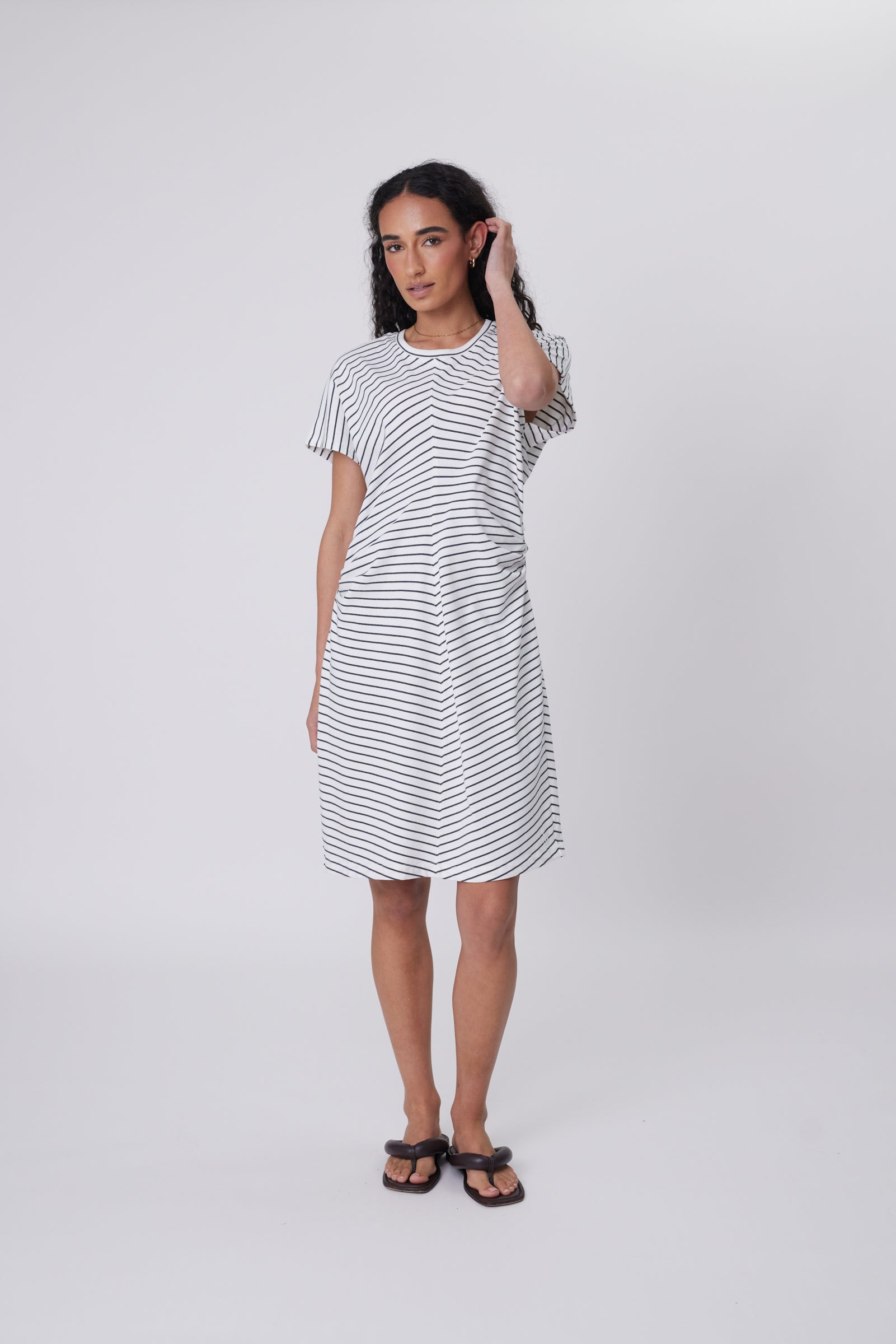 Converge Tee Dress - Charcoal Stripe