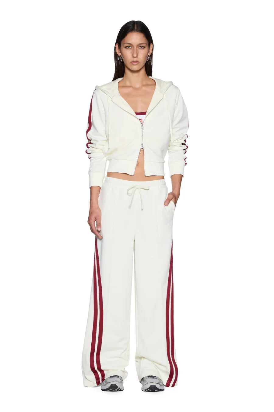 Ksubi Carter Slim Hoodie – Off White/Burgundy