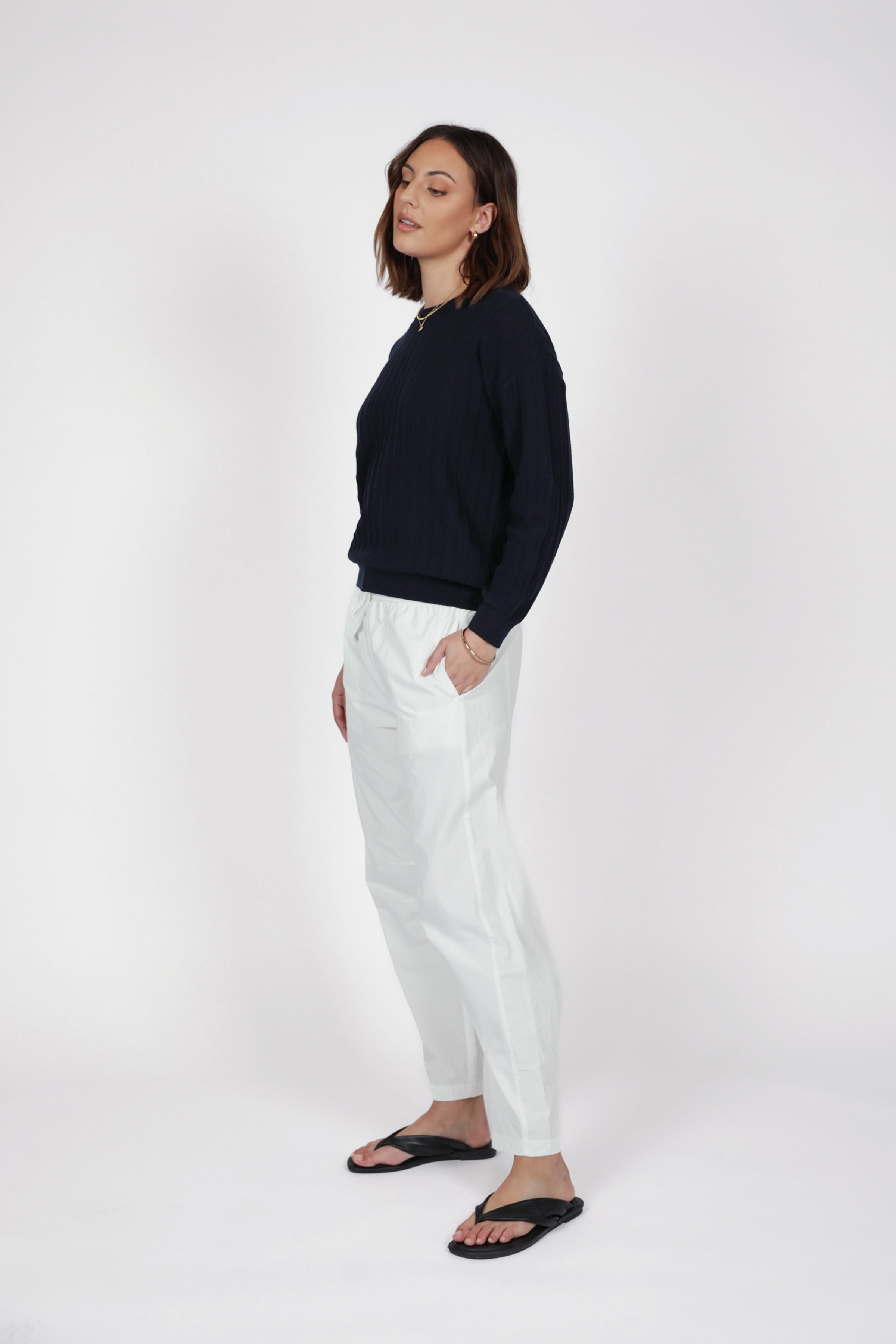 Marlow Cora Barrel Pant - Chalk