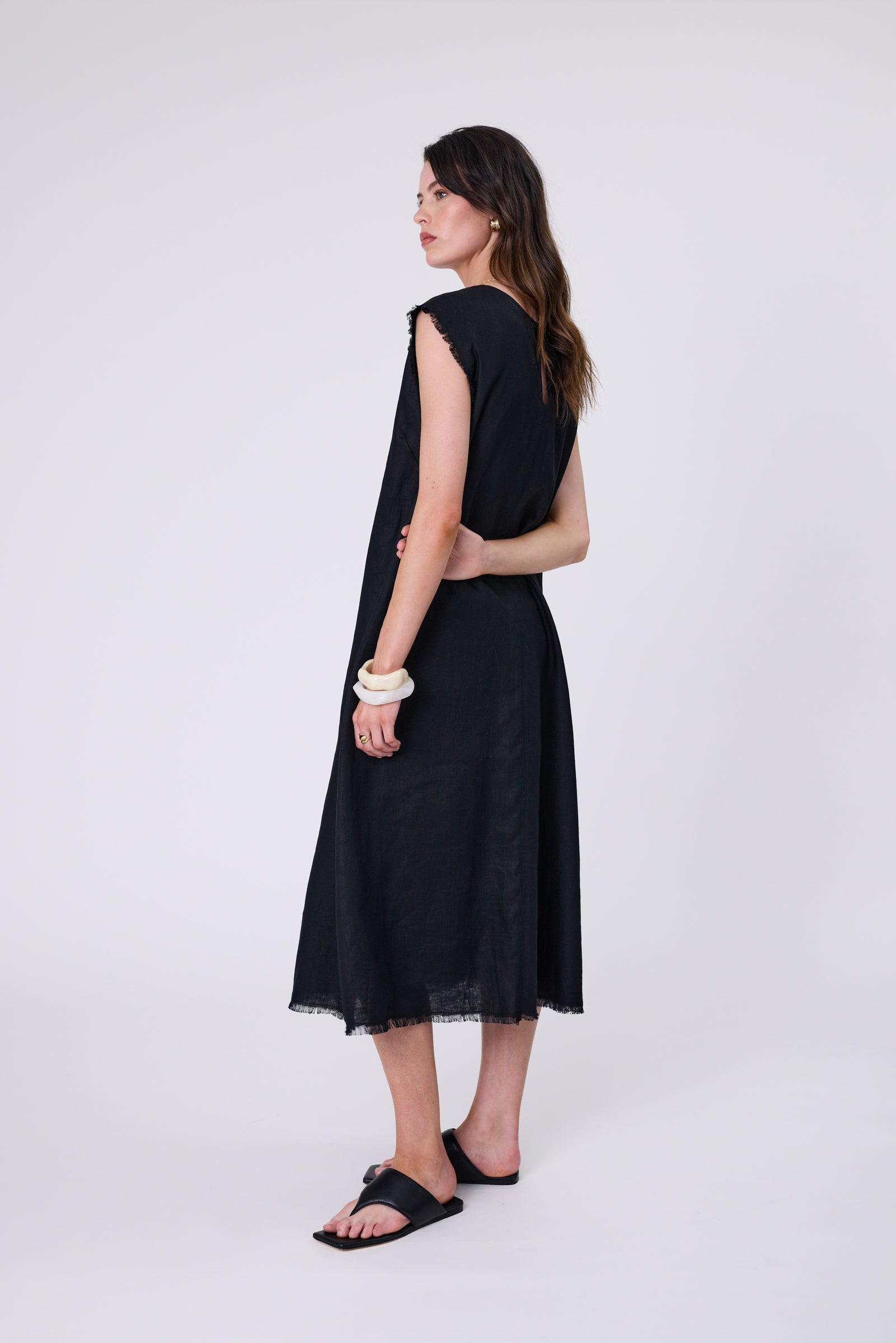 Costa Linen Dress - Black