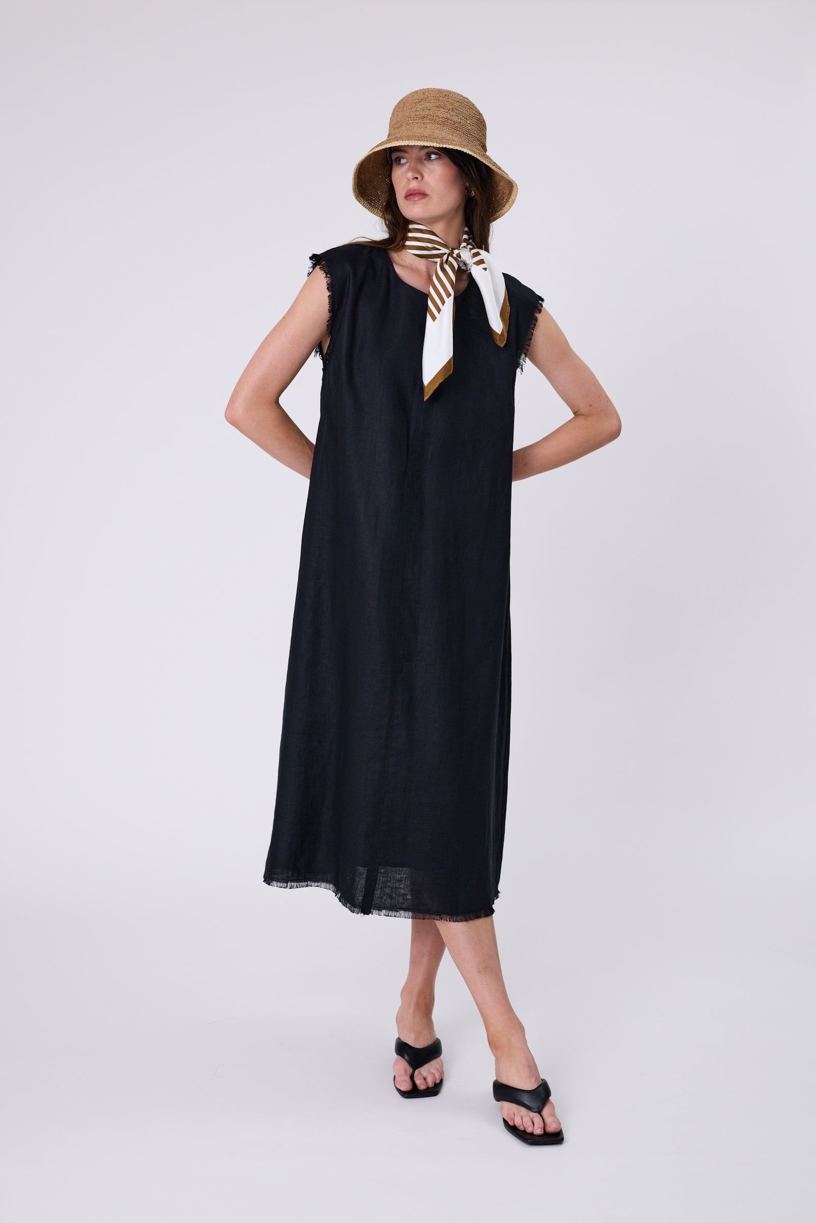 Costa Linen Dress - Black