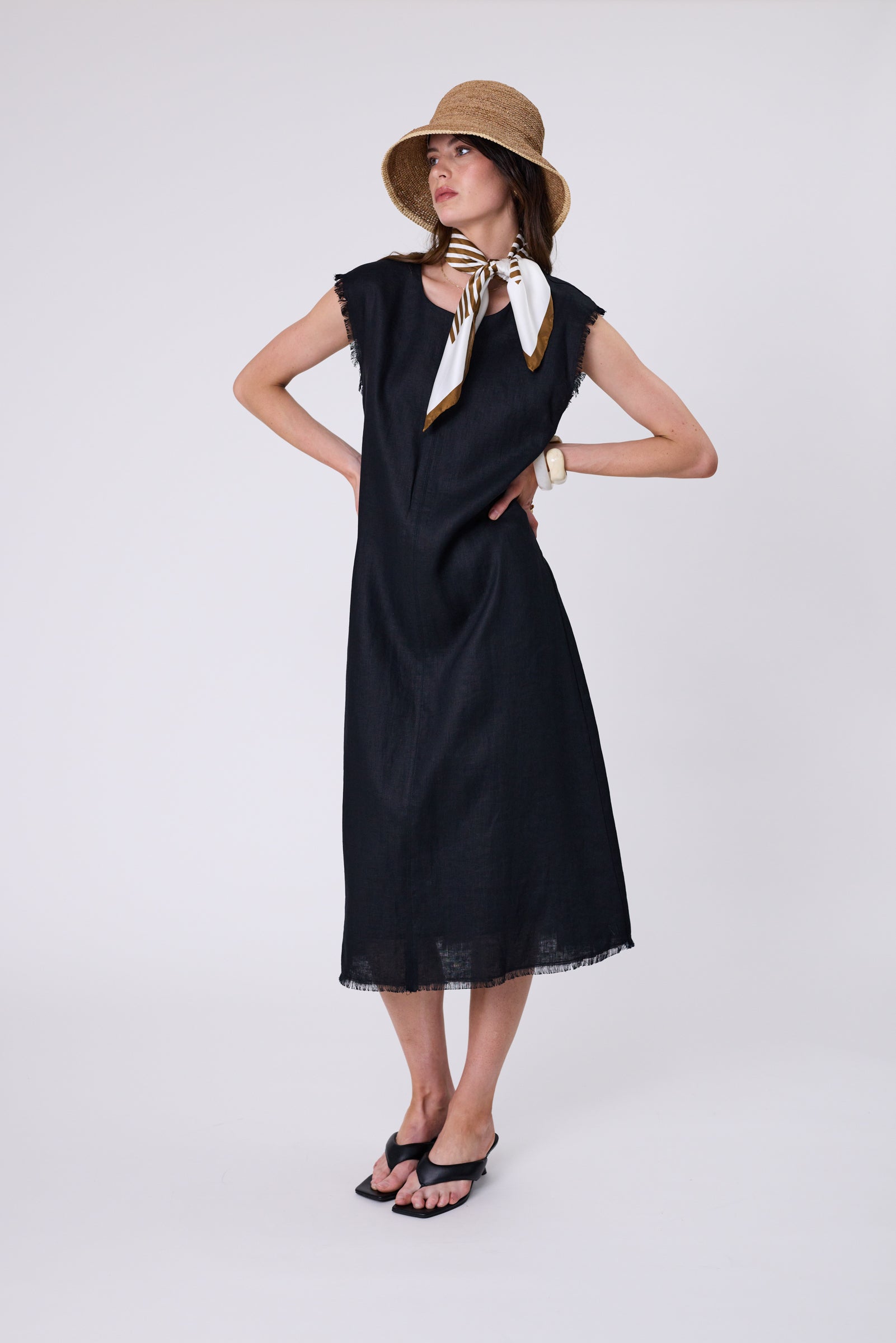 Costa Linen Dress - Black