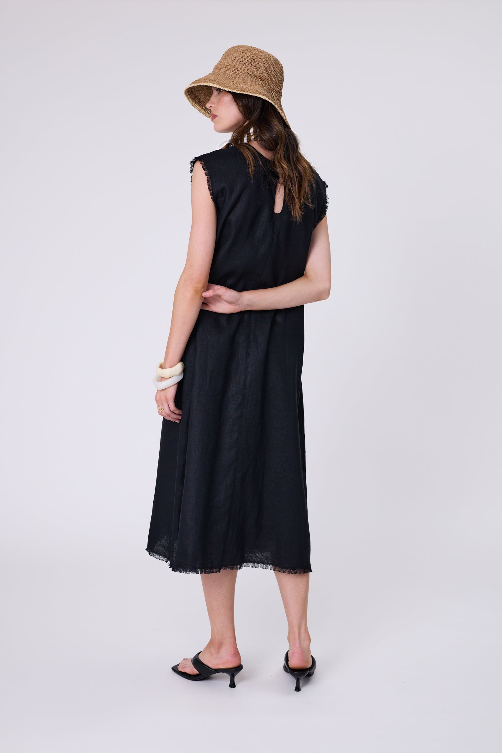 Costa Linen Dress - Black