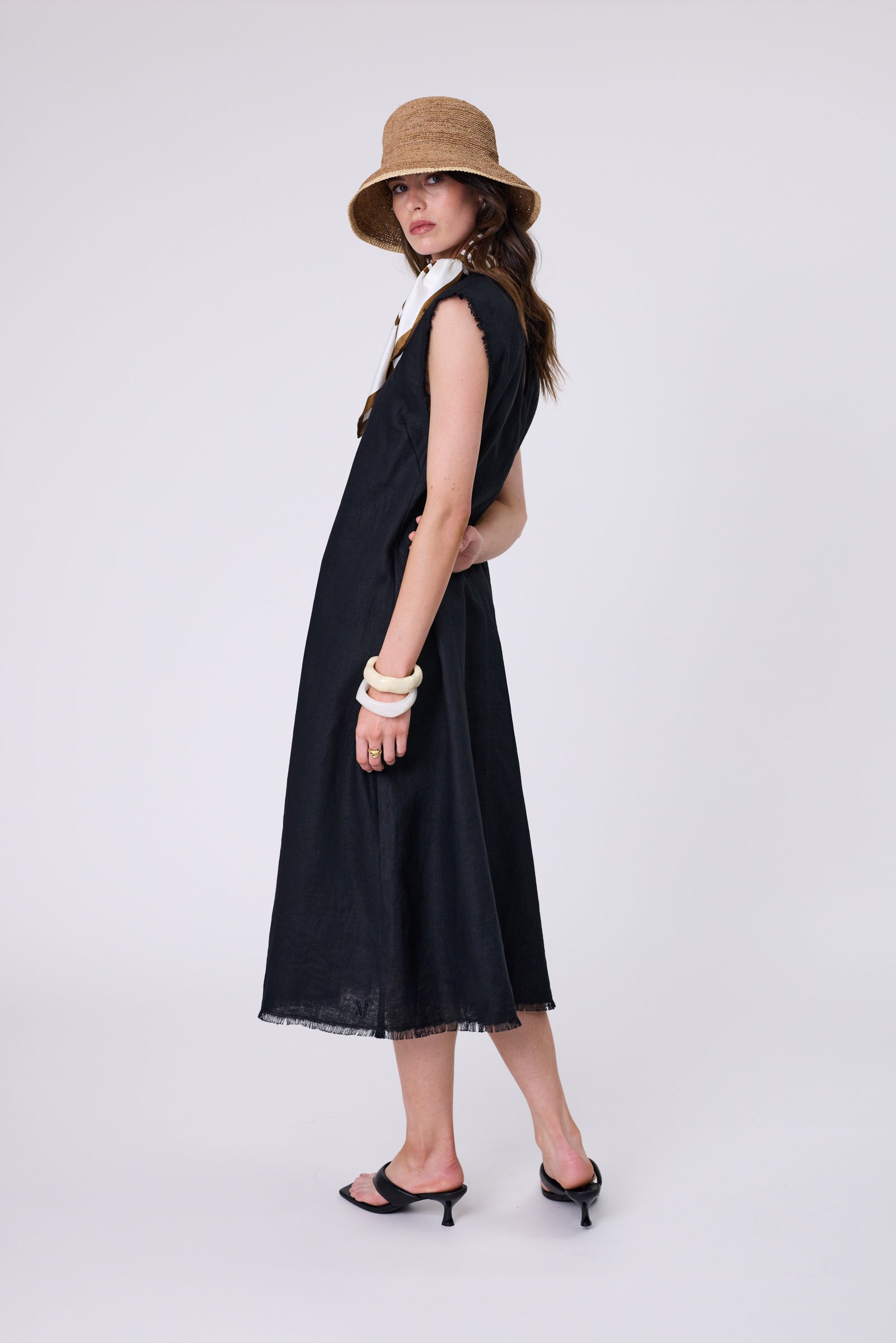 Costa Linen Dress - Black