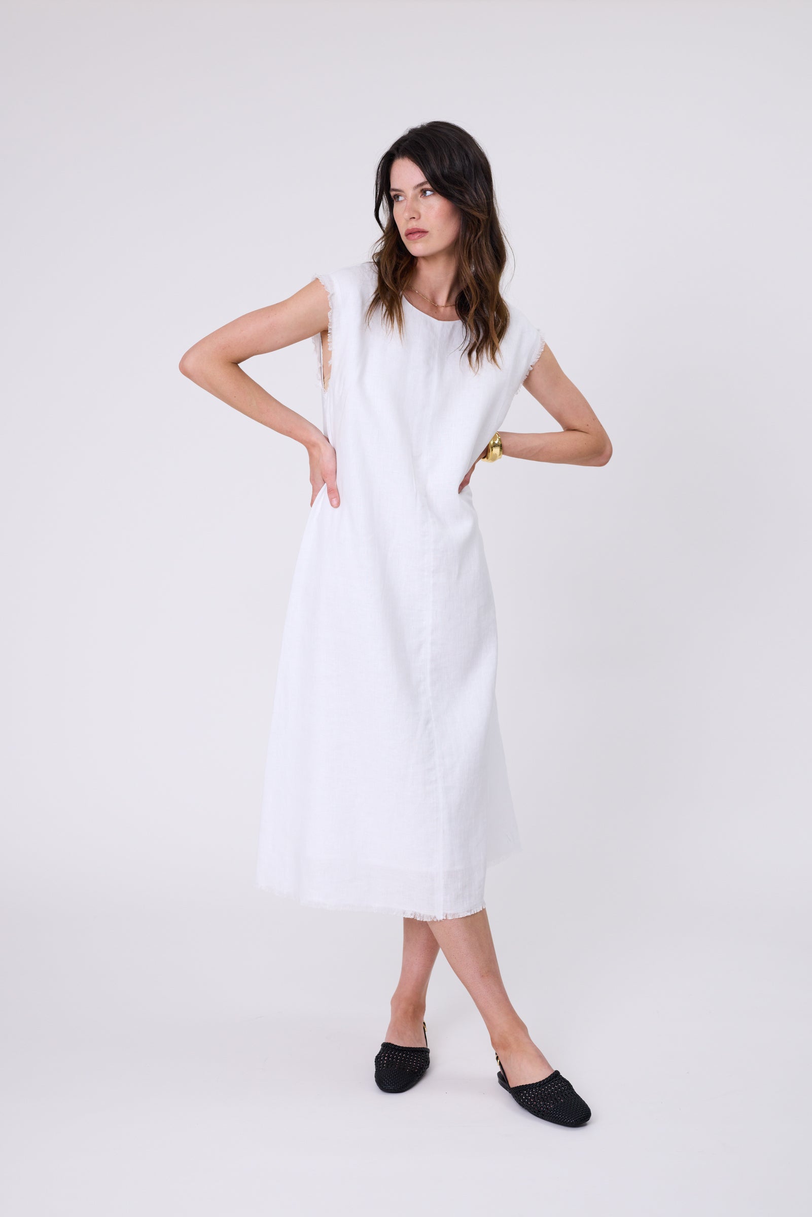 Costa Linen Dress - White