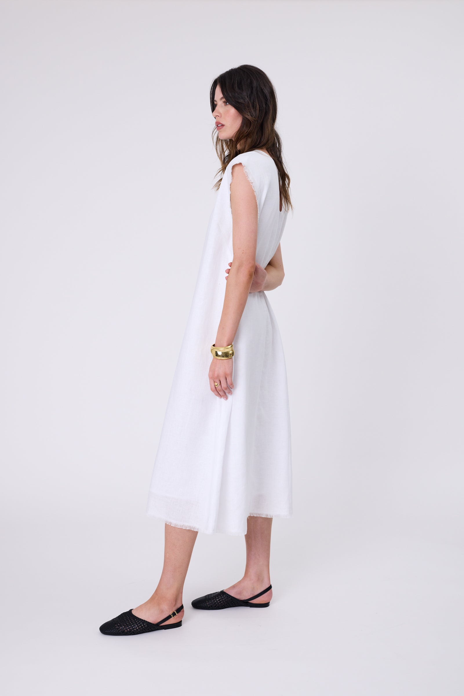 Costa Linen Dress - White