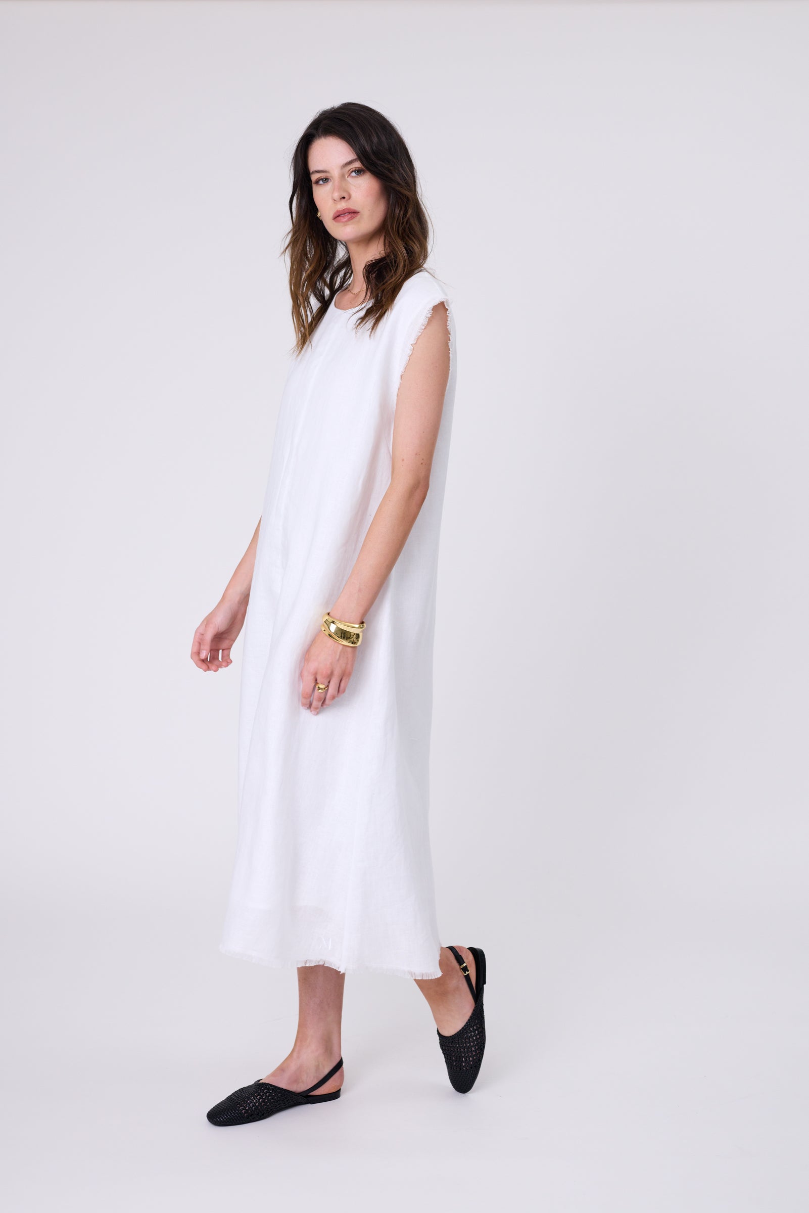 Costa Linen Dress - White