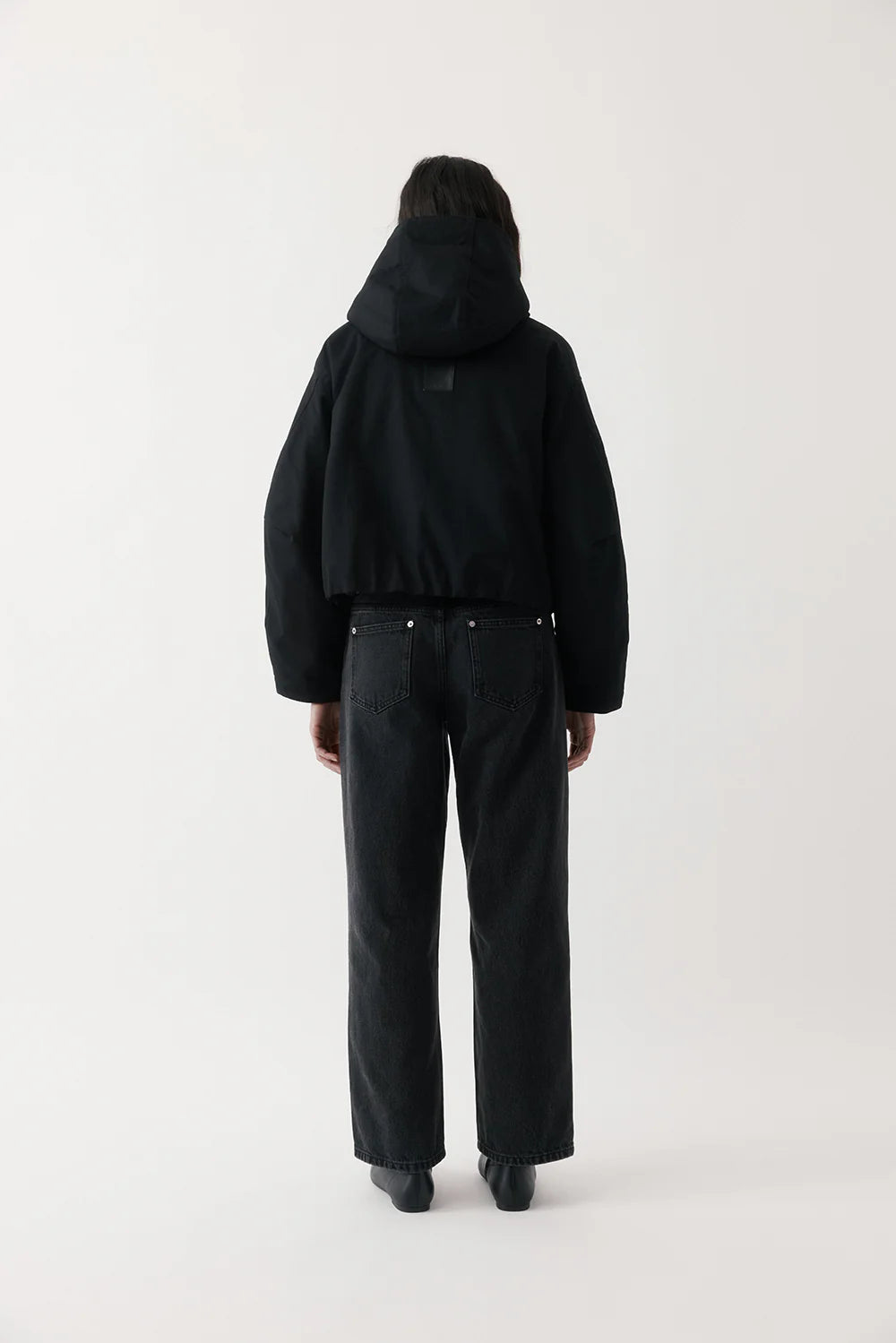 Cropped Cotton Drill Jacket - Black