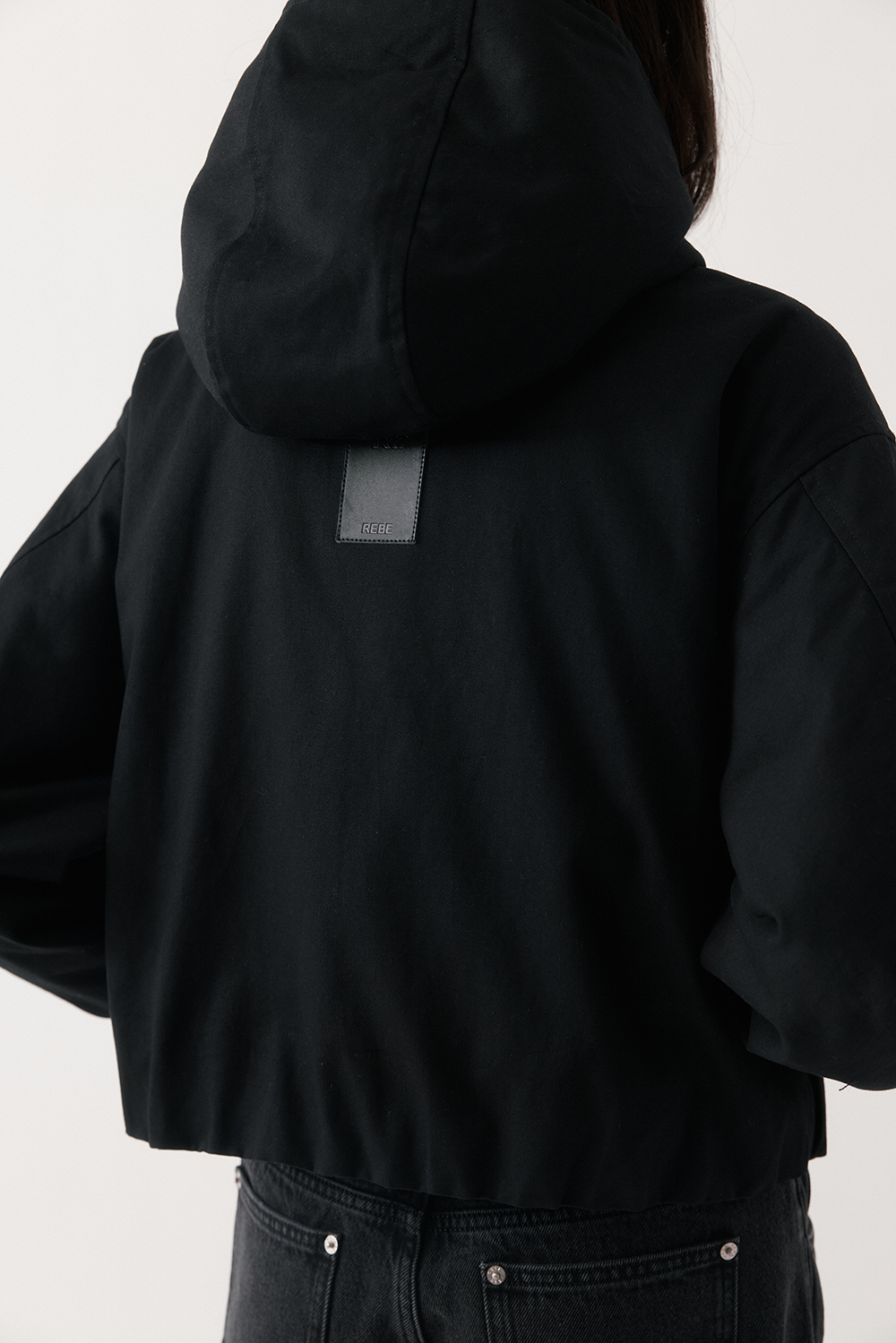 Cropped Cotton Drill Jacket - Black