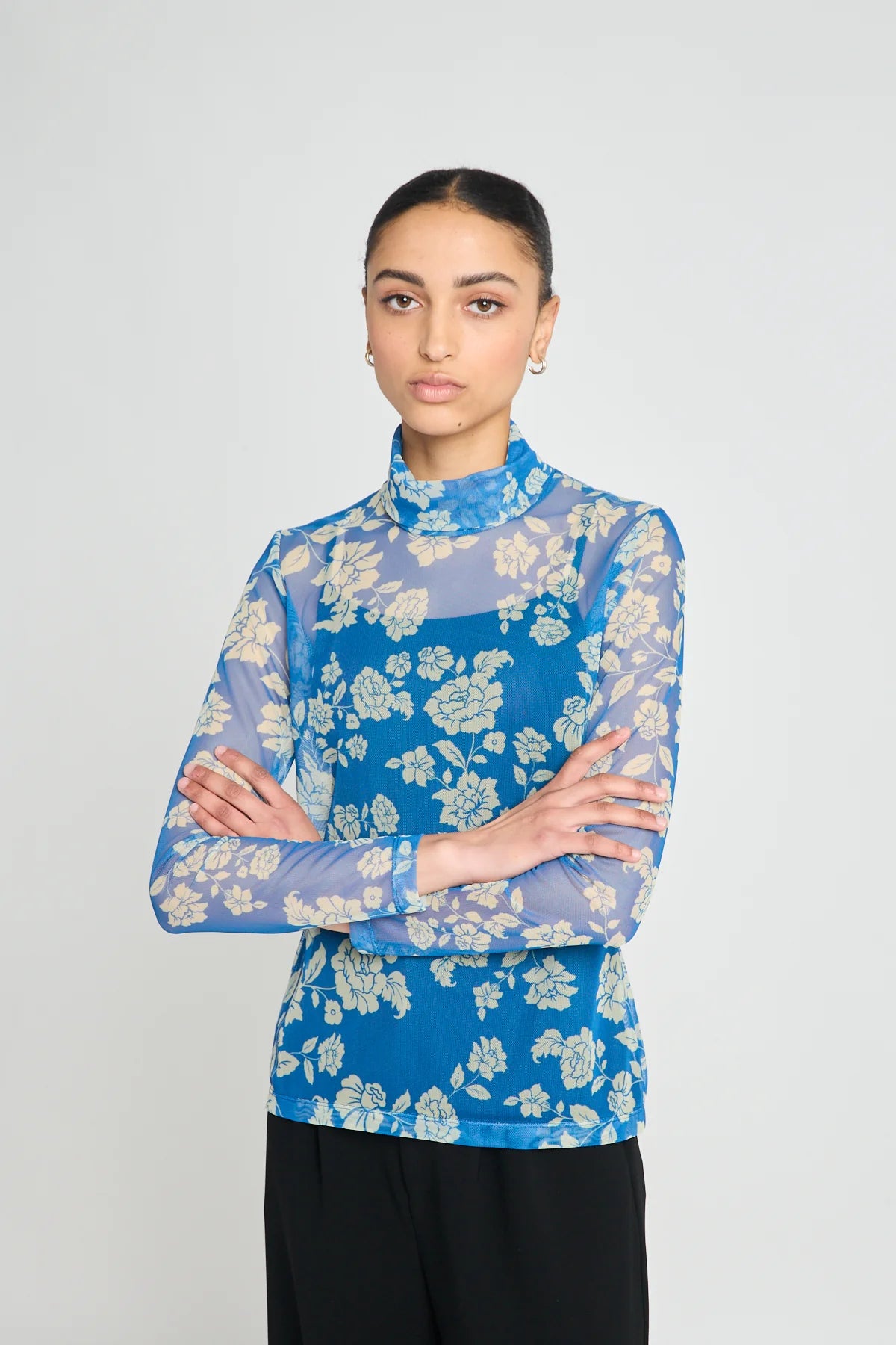Rosa Turtleneck top - Blue Stencil
