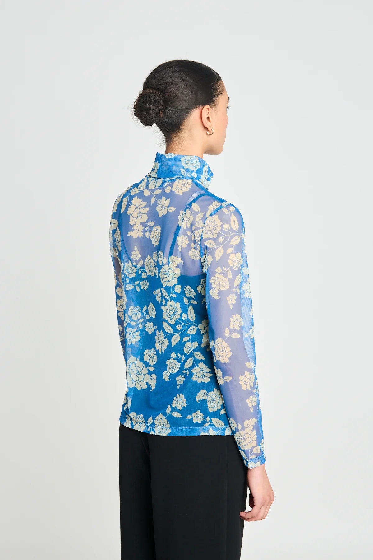 Rosa Turtleneck top - Blue Stencil