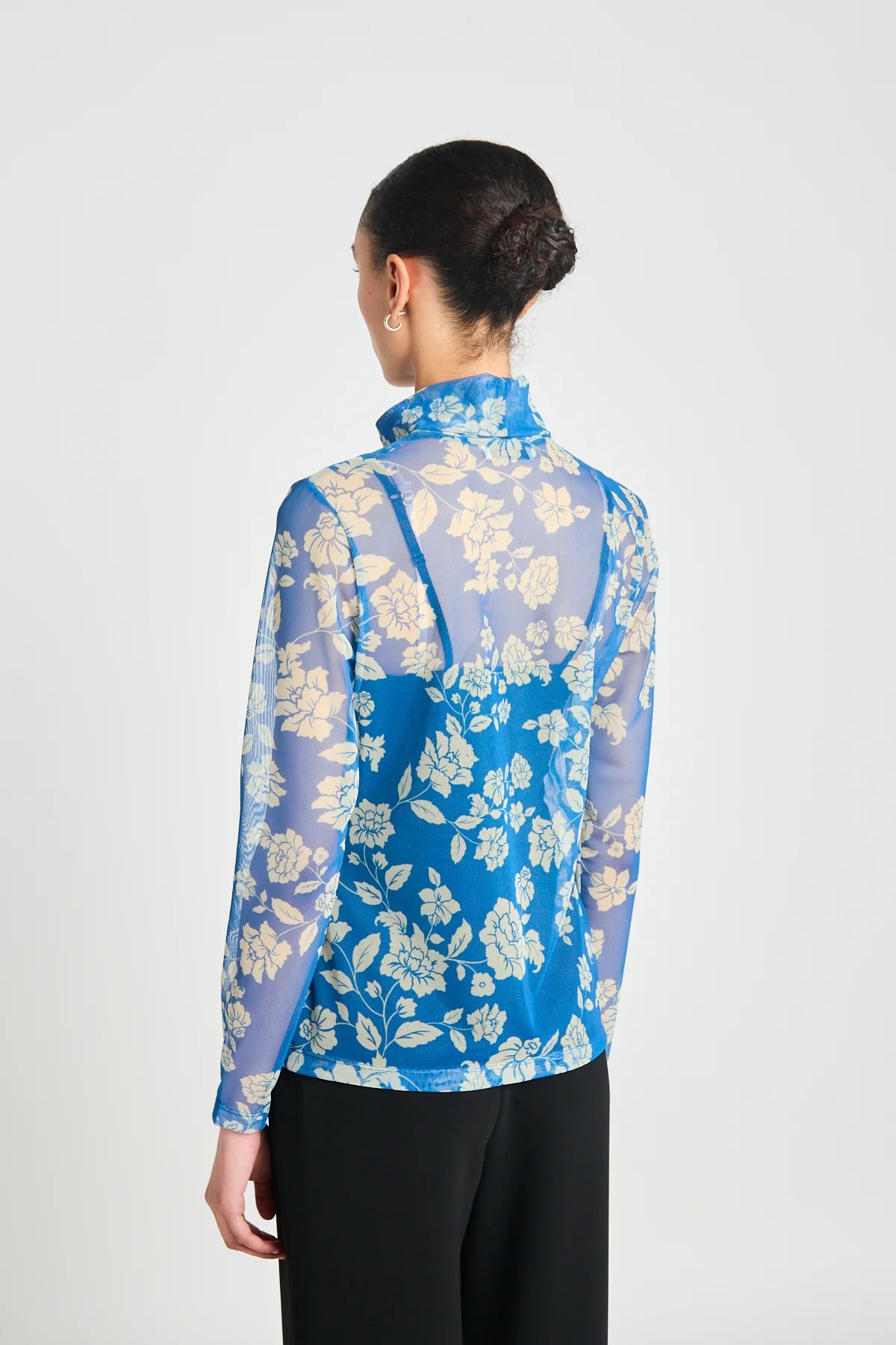 Rosa Turtleneck top - Blue Stencil