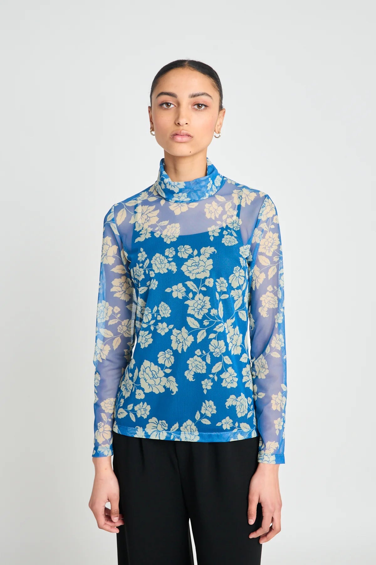 Rosa Turtleneck top - Blue Stencil