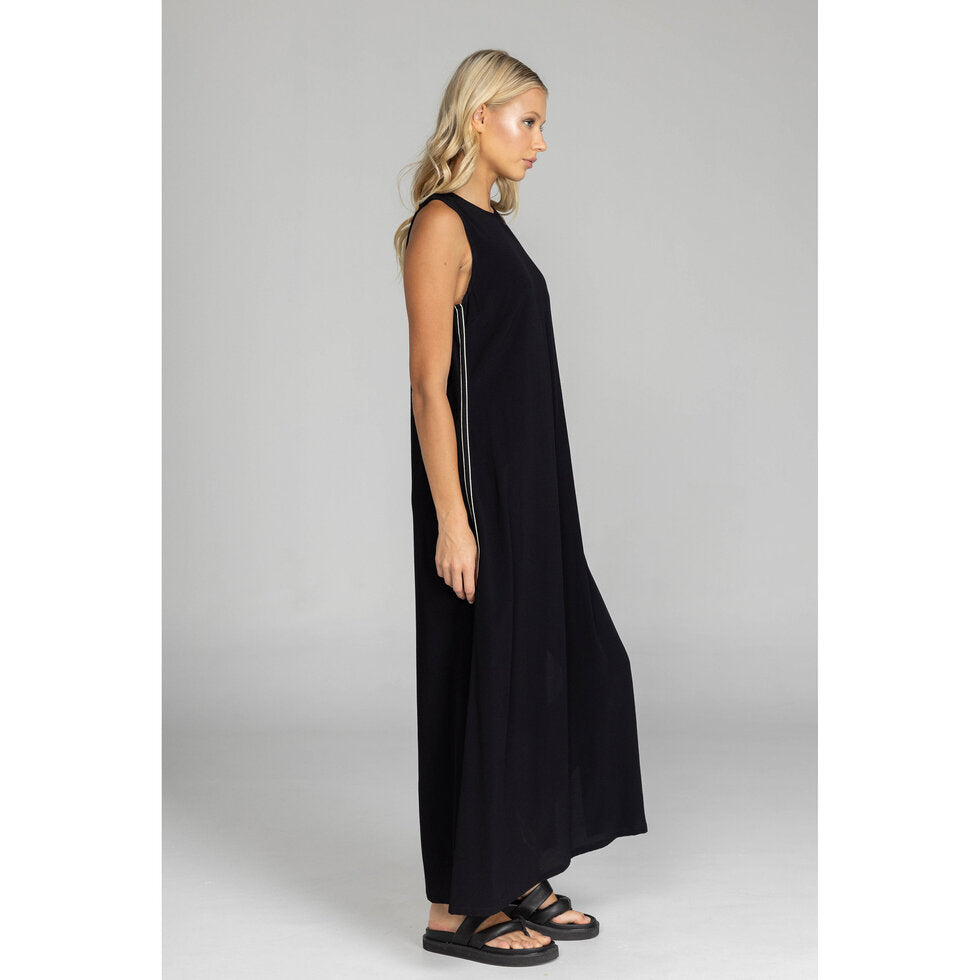 Embraced as One Dress - Black with White Stripe