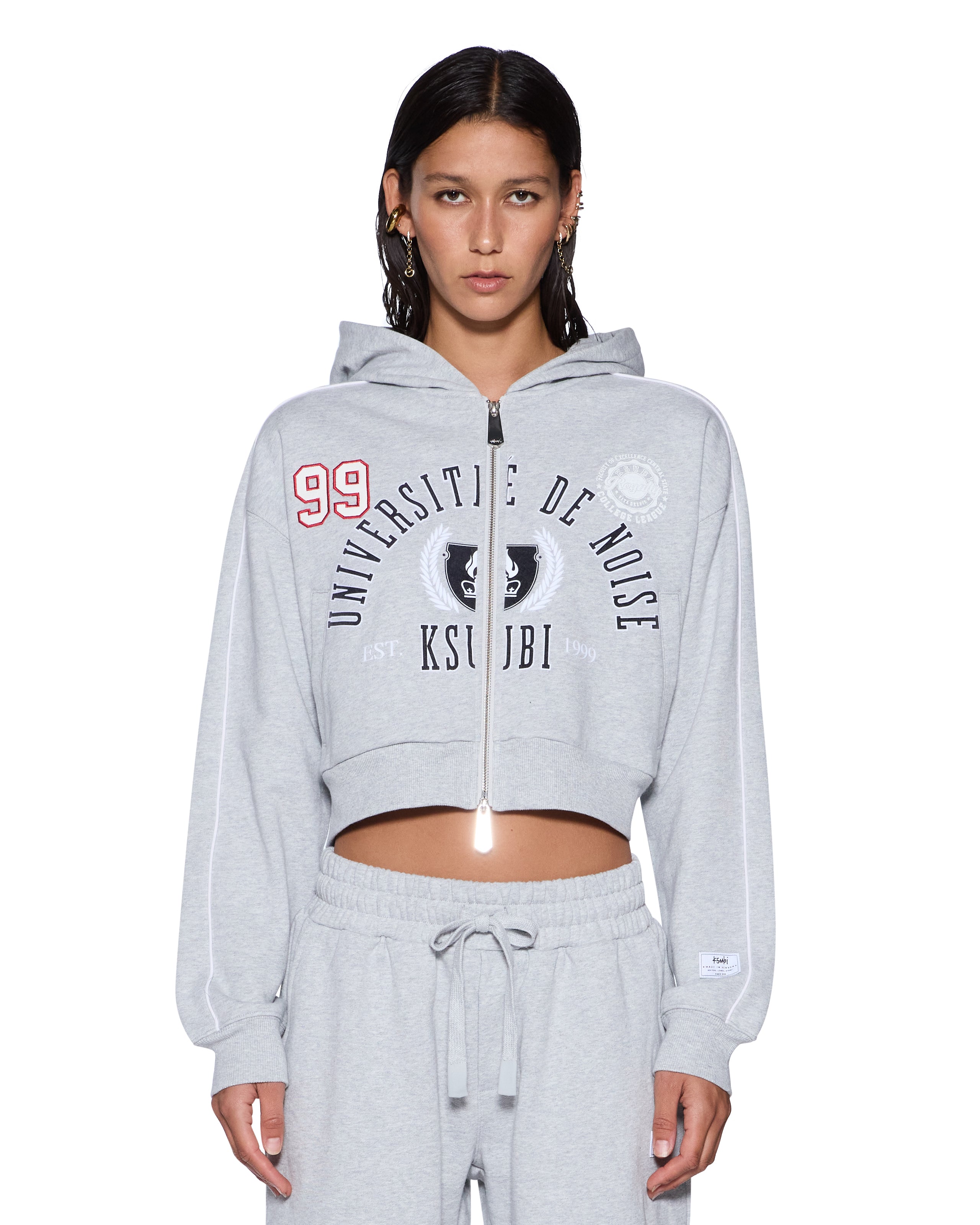 College Origin Zip Hoodie Grey Marle