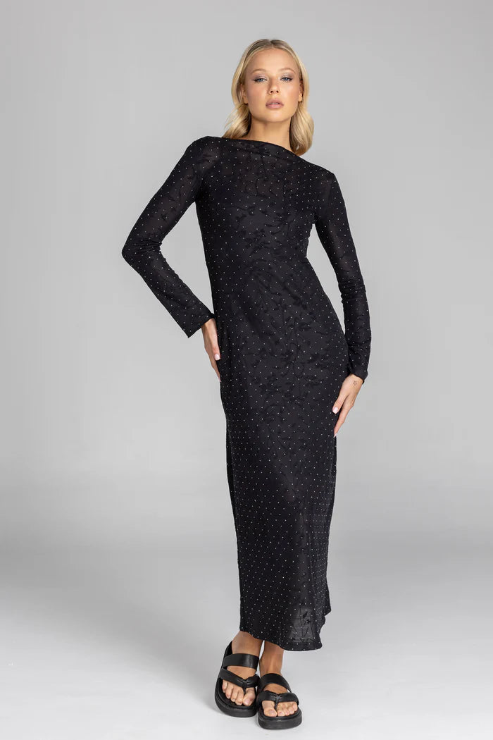 Gigi Dress - Black Lace/Silver Diamantes