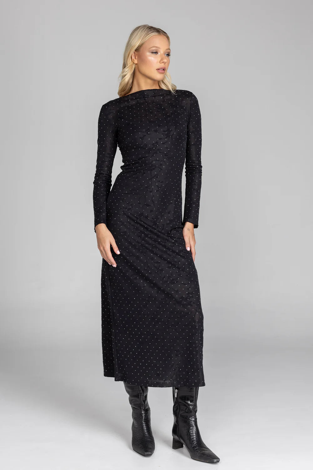 Gigi Dress - Black Lace/Silver Diamantes