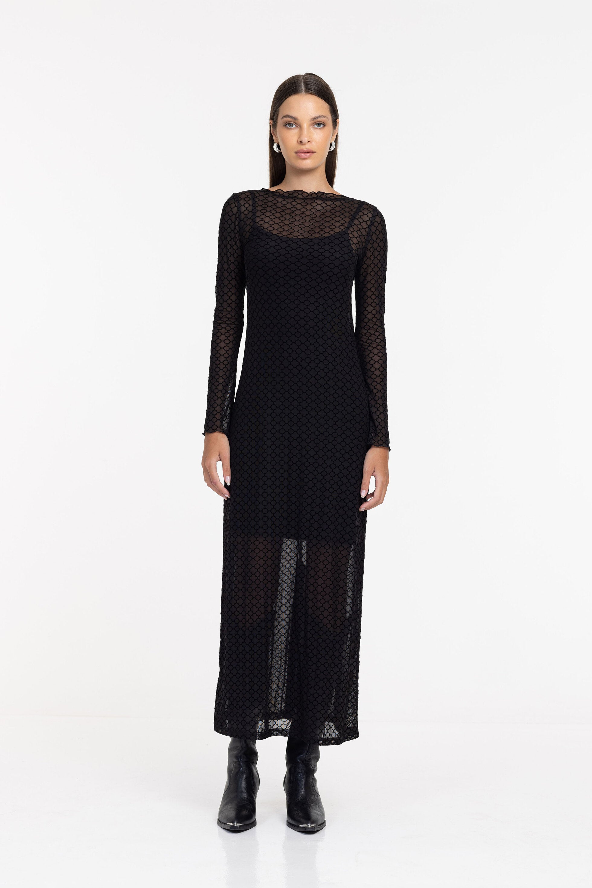 Gigi Dress - Black Quatrefoil