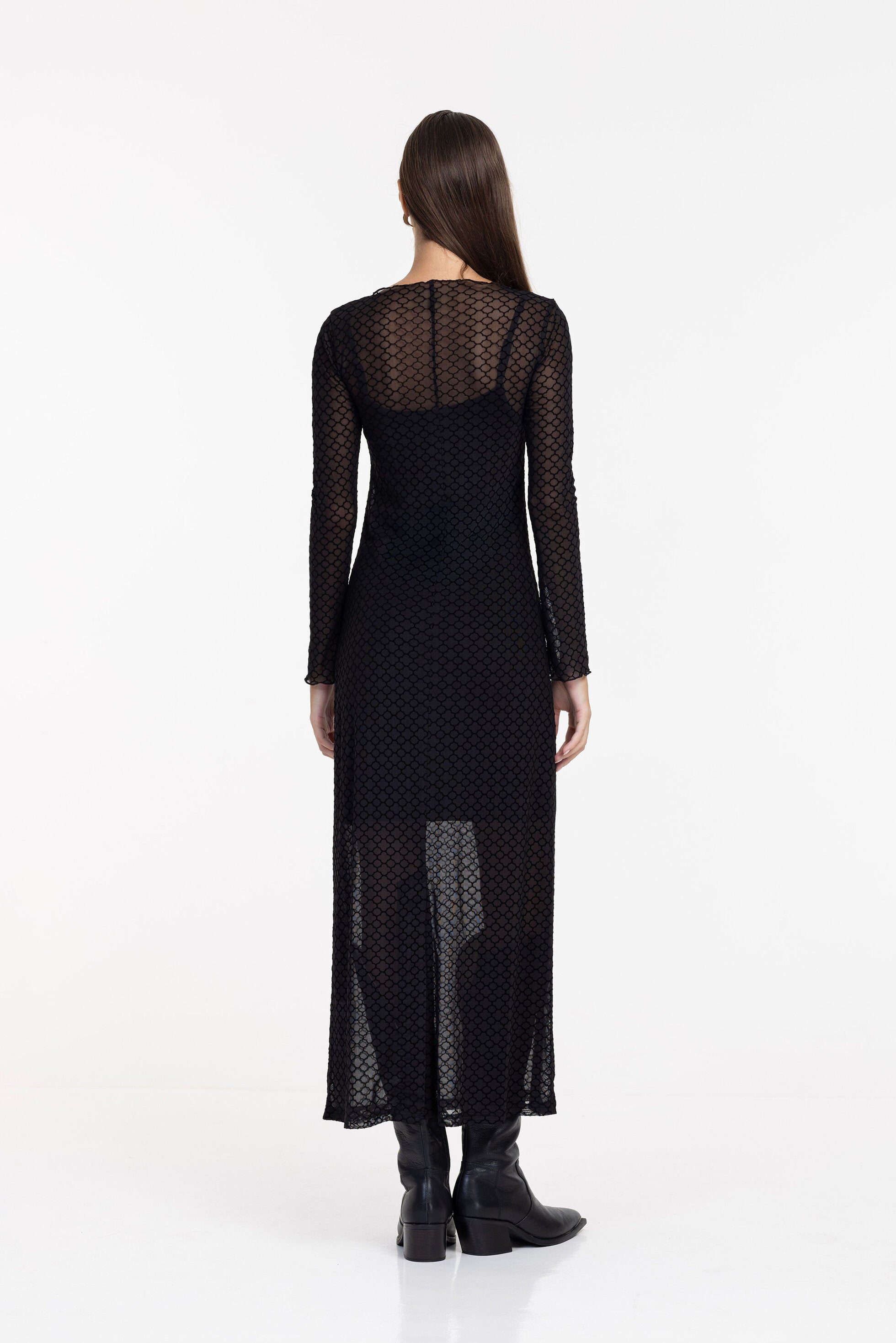 Gigi Dress - Black Quatrefoil